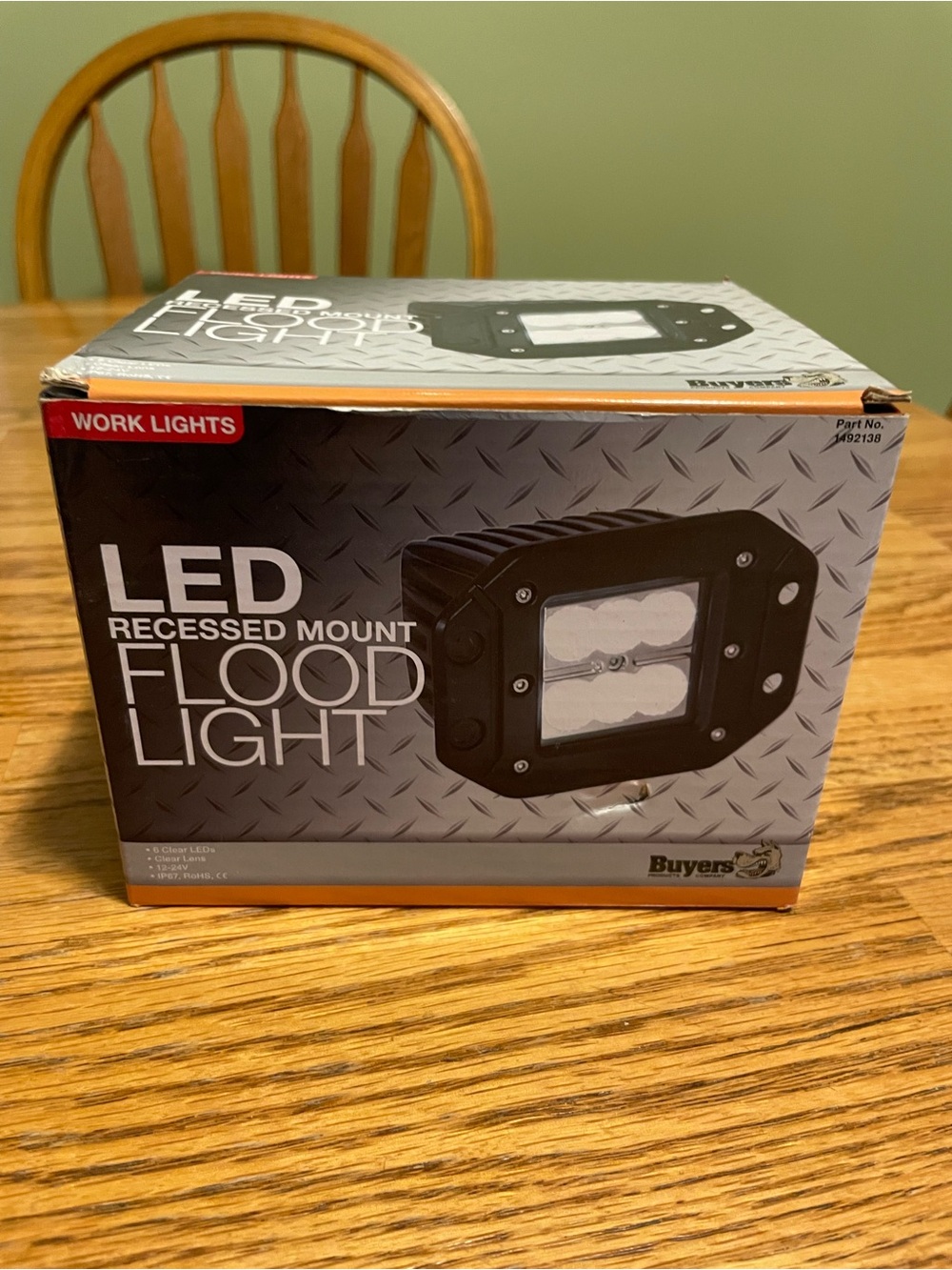 Buyers LED Recessed Mount Flood Light - Black Part # 1492138. 1620 Lumens